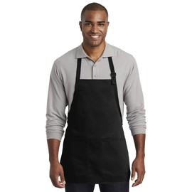 Port Authority Medium-Length Two-Pocket Bib Apron. A601, Black, OSFA