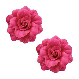 2 Pcs Velvet Camellia Flower Brooch Pins Large Flower Lapel Pins Mexican Hair Flowers Hairpin Fabric Floral Hair Clips Headpieces Corsage Wedding Brooches Hot Pink