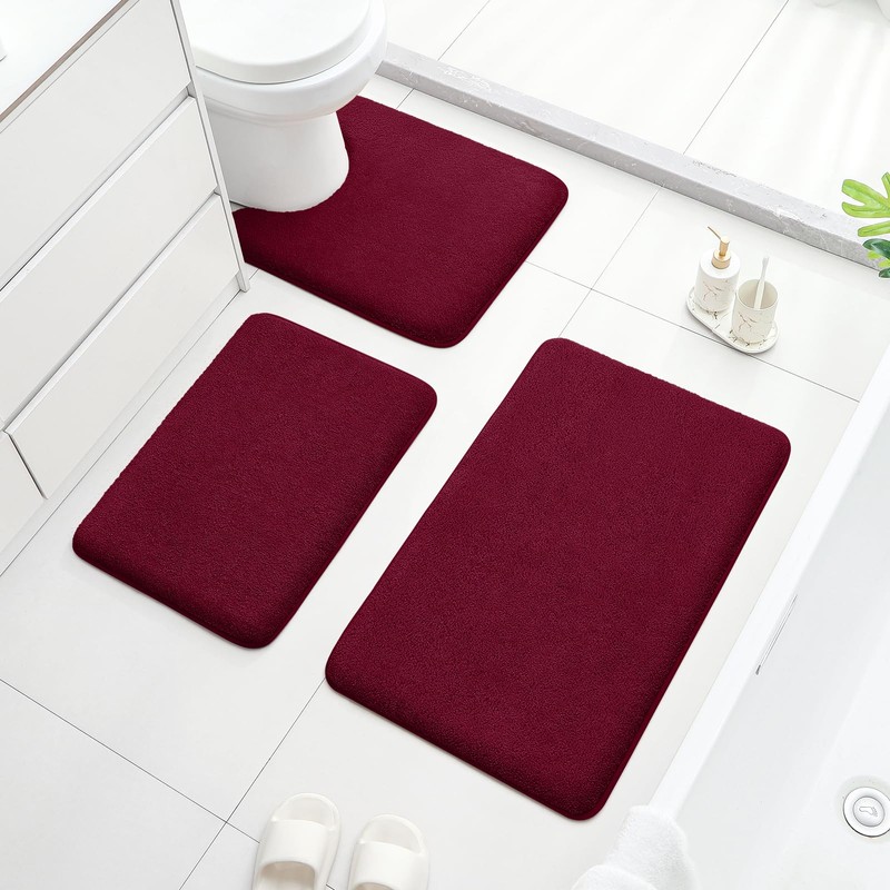 HOMEIDEAS Upgraded Bathroom Rugs Set 3 Piece, Extra Thick Absorbent