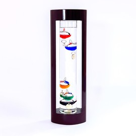 Lily's Home Galileo Thermometer 12 Inches, Wooden Frame, Measures from 64ºF to 80ºF, Galileo Thermometer for Indoor Home Décor, Galileo Glass Thermometer for Home, Office or Covered Patio