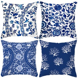 Home Decorative Pillow Covers 18 x 18 Inch Set of 4 Modern Soft Cotton Linen Throw Pillow Covers Cushion Case for Couch Sofa Living Room Patio Indoors Outdoors Style Home Decor