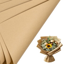 RUSPEPA 20 Sheets Kraft Flower Wrapping Paper, Reversible Floral Bouquet Paper, Kraft Solid Color Design for Birthday, Florist Supply, Wedding, Valentine's Day, Mother's Day and DIY Crafts