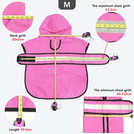 Ezierfy Waterproof Dog Rain Coat - Reflective Adjustable Pet Raincoat Jacket, Lightweight Dog Hooded Poncho Raincoats for Small to X- Large Dogs and Puppies (Pink, Medium)