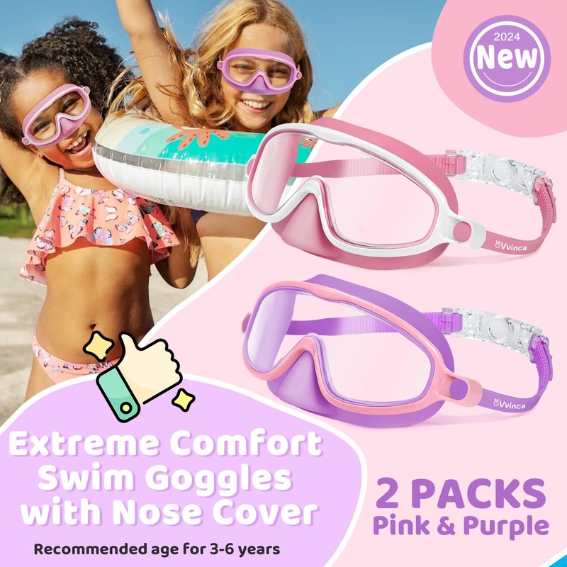 Vvinca Kids Swimming Goggles with Nose Guard