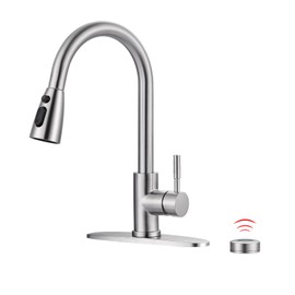 Touchless Kitchen Faucet Stainless Steel: WOWOW Mobile Motion Sensor Kitchen Sink Faucet with Sprayer, Automatic Smart Kitchen Faucet for Sink 1 or 3 Hole, Brushed Nickel