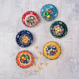 BCS Ceramic Pinch Bowls Set of 6, Small Bowls for Dipping - Cooking Prep & Charcuterie Board Bowls, Soy Sauce Dish, Multicolor Handmade Decorative Serving Dishes (3.2'' - 3 oz)