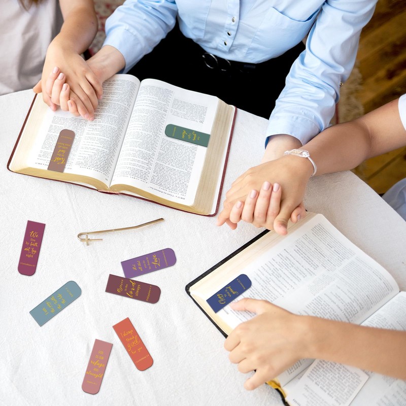 JarThenaAMCS 48Pcs Bible Verse Magnetic Bookmarks Jesus Faith Book Marks