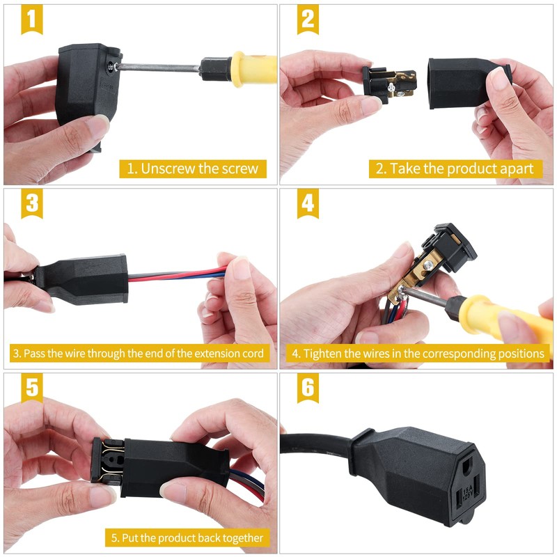 Treela 20 Pcs Extension Cord Plug Replacement Female Extension Cord
