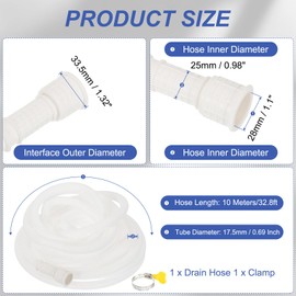 PATIKIL 32.8ft Air Conditioner Drain Kit, Universal AC Drain Hose Connector Hose with Clamp Cuttable Rubber Adapter for Mini-Split Window AC Unit Dehumidifier Faucet