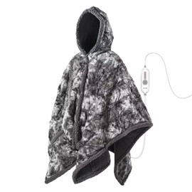 WOOMER Wearable Heated Blanket 50”×70“, Soft Faux Fur & Cozy Sherpa Heated Snuggle with Foot Pockets and Sleeves