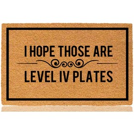 bouulm I Hope Those are Level Iv Plates 30"x18" Holiday Monogram Welcome Front Door Mats Funny Doormats for Outdoor Entrance Way Home Rubber Floor Rugs Mats for Outside Entry with Rubber Backing