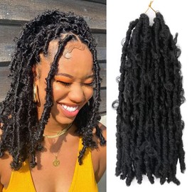 Shinon Butterfly Locs Crochet Hair 14 Inch Pre Looped Distressed Faux Locs Crochet Braids Short Butterfly Loose Hair Extensions Pack of 3