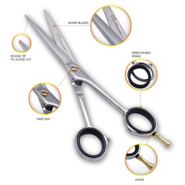 G4 Vision Professional Hair Cuttings Trimming Scissors J2 Japanese Shears Salon Razor Edge Beauticians Hairs Dressers Barbers (6.5, Silver)