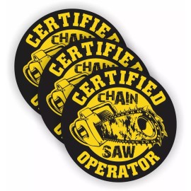 Unbranded/Generic 3x - Certified CHAINSAW Operator Funny Yellow Hard Hat Stickers Helmet Decals