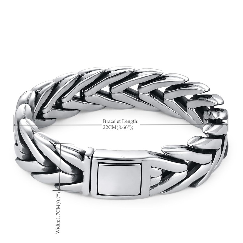 Men's Premium Foxtail Link Chain Bracelet, Stainless Steel