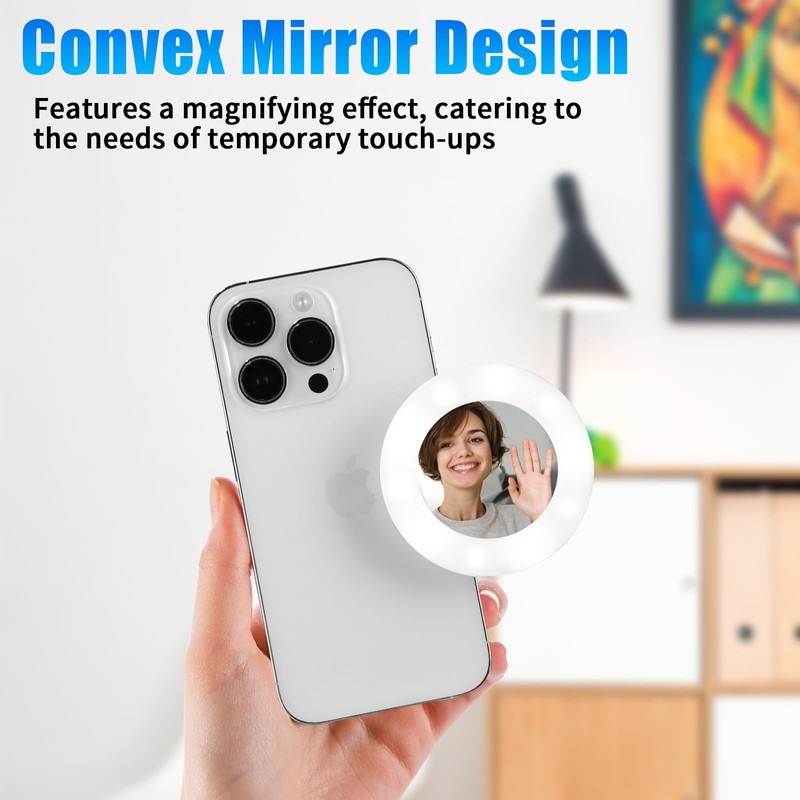 Ringlicht Handy, Videolicht mit Spiegel, Ringleuchte 3 Dimmbare Farbe und