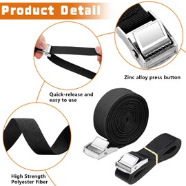 NINGYER Pack of 6 lashing straps, 1 m, 3 m, black, load capacity 250 kg, adjustable fastening strap for cars, bicycles, sack trucks, motorcycles
