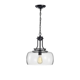 Warehouse of Tiffany HM153/1 Karha Single Light Matte Black Glass Shade Pendant, One Size