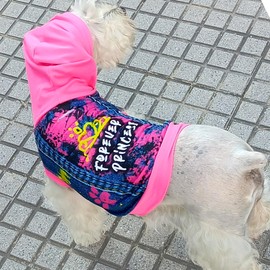 Silopets Small Dog Outfits for Girls Hooded - Soft and Stretchy Girl Dog Outfits to Daily Walks - Sleeveless Female Dog Outfits, Jean Girl S