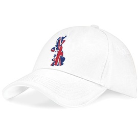 Purple Print House Embroidered Union Jack Map Baseball Cap UK Map Britain English Pride Unisex Men Women Hat, One Size, White