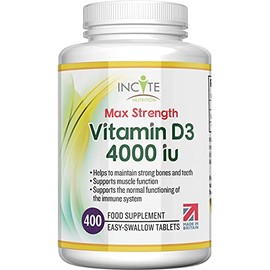 Vitamin D 4000 IE – 400 leicht einnehmbare Premium Vitamin D3-Mikrotabletten – Alle vier Tage eine hochwirksame Tablette Cholecalciferol VIT D3 – Vegetarisches Nahrungsergänzungsmittel – Hergestellt von Incite Nutrition in Großbritannien