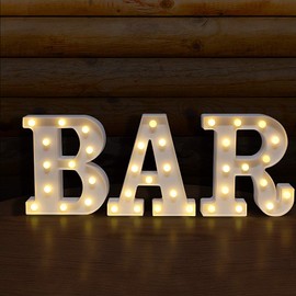 VITI - Letras con luces LED iluminadas para luz nocturna, letras del alfabeto para decoración de pared, letras iluminadas para boda/fiesta de cumpleaños, decoración de Navidad, funciona con pilas (R)