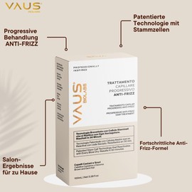 VAUS® Anti-Frizz Haarpflege – Vegane Haarmaske gegen Frizz mit Stammzellen – Pflege für trockenes Haar – Frizz Kontrolle – glättet krauses Haar – Für dunkles & braunes Haar