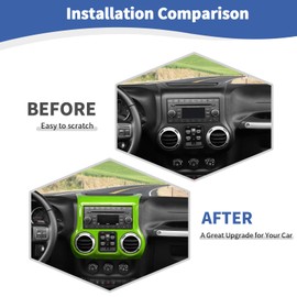 RT-TCZ for Jeep JK Center Console Dashboard Cover Trim Green for Jeep Wrangler JK JKU 2011-2017 Green Interior Accessories