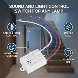 Sensor LED Módulo con Detección Automática y Control de Sonido para Iluminación Inteligente, 5 Unidades, Tamaño Compacto 43x28x16mm