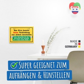 DankeDir! Hirn keine Verbindung Arbeit - 30 x 20 cm Schild - Party Partydeko Geschenk Geschenkidee Deko Kollegen Freunde - Türschild Wanddeko Spruchschild Karte Geburtstagsgeschenk lustiger Spruch