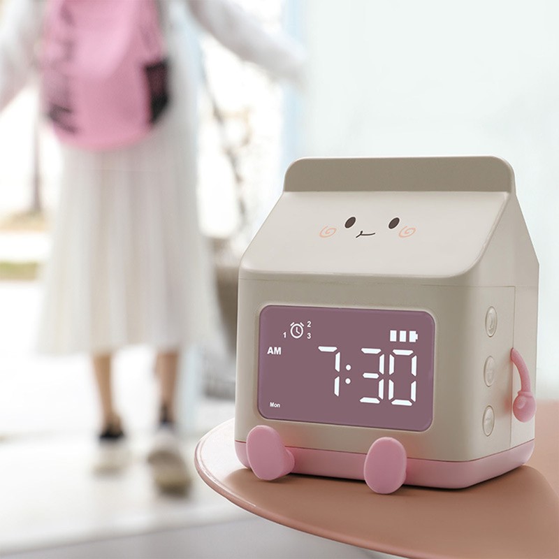 Fun Milk Box Alarm Clock Student Countdown Cartoon Alarm Clock