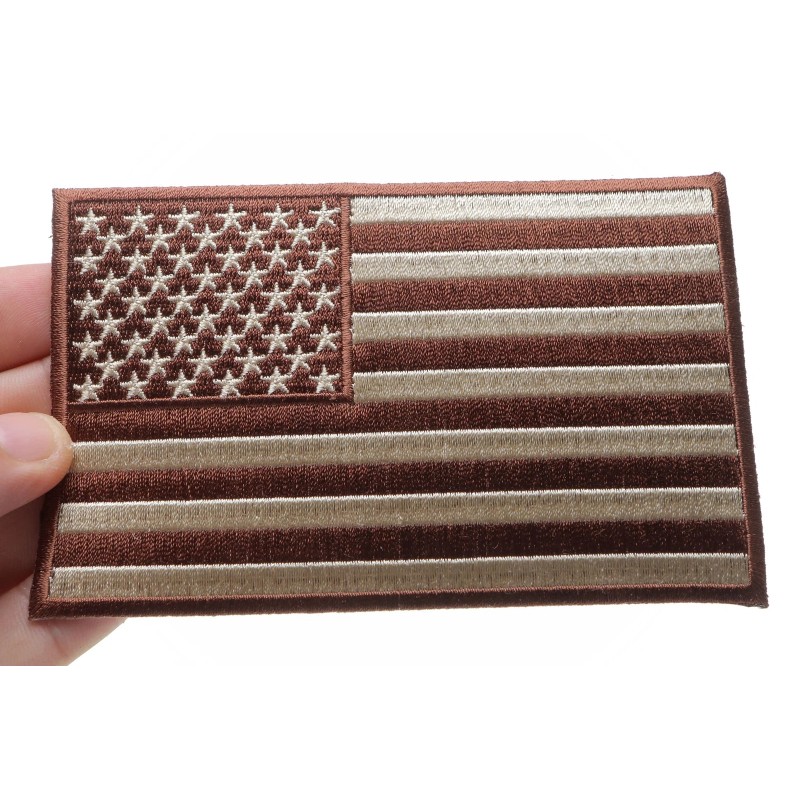 Ivamis Brown Subdued American Flag Patch- 5x3 inch - P5648
