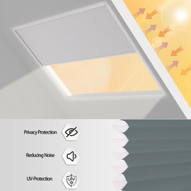 MYshade Cordless Skylight Shades Light Filtering Cellular Honeycomb Blinds for Roof Inclined Plane & Room Windows - Custom Size Light Filtering Room Darkening Shades, Easy Installation (Blue-Gray)
