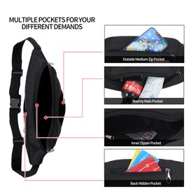 Lightweight Bumbags Waist Fanny Pack Water Resistant Bumbag with Multiple Pockets Suitable for Women Men Travel Daily Use Outdoor Sports