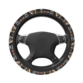 WHJWZY Elastic Steering Wheel Cover - Protects and Decorates Your Car - Suitable for Cars SUVs Trucks Cowboy Black Hat Western Boots Pattern