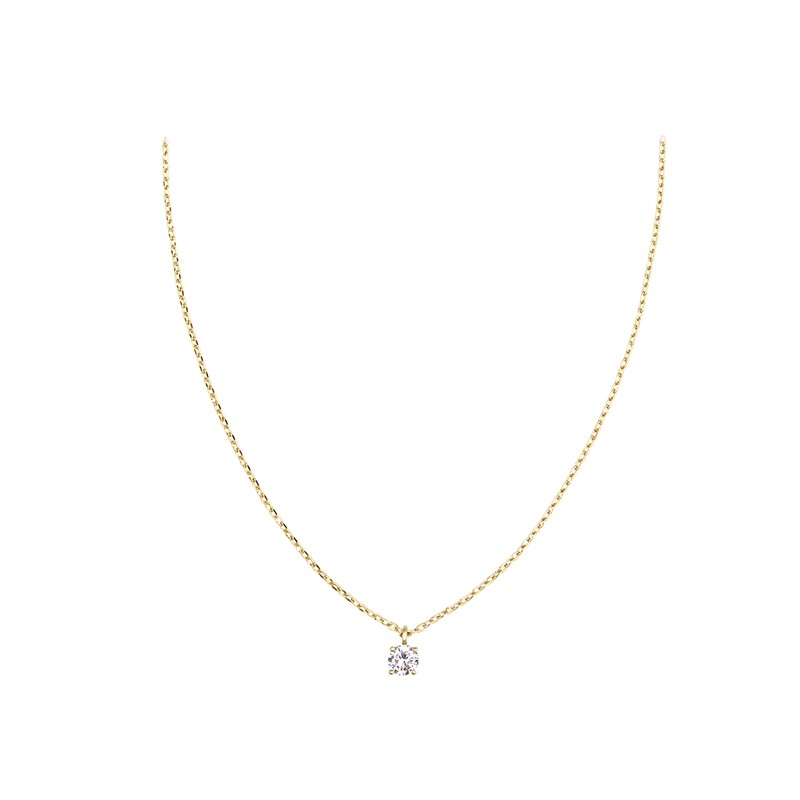 Gold&Deer 14KGP Simple Clear Cubic Necklace Yellow Gold / 골드앤디어