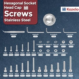 Kozelo 1504pcs Socket Head Cap Screws Bolts Nuts Assortment Kit - [M2/M3/M4] 304 Stainless Steel Allen Socket Drive for 3D Printer, with Wrench