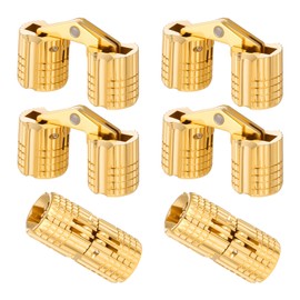 6 PCS 8 mm Hidden Brass Barrel Hinges with 24 Screws, Hidden Invisible Cabinet Furniture Hinges Concealed 180 Degree Opening Angle for DIY Jewelry Box Hand Craft, 0.31 Inch
