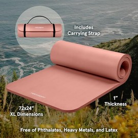 Retrospec Solana - Esterilla de yoga (2,54 cm y 1,27 cm de grosor, con correa de nailon para hombres y mujeres, antideslizante para yoga