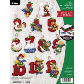 Bucilla Felt Applique 12 Piece Ornament Making Kit, Twelve Days of Christmas, Perfect for DIY Arts and Crafts, 89446E