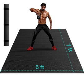Stepwaver Large Exercise Mat 5'×7', 8mm（1/3") Thick Workout Mat for Home Gym Flooring, Non-Slip Cushioned Mat for Cardio, HIIT, Strength, Yoga, Jump Rope, Easy to Clean, Durable for Indoors/Outdoors