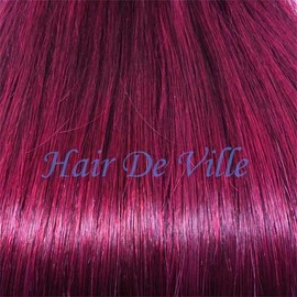100 Strands Indian Remy 22" Long Easy Micro Loop Ring Beads I Tip Human Hair Extensions Color # Burgundy 0.8g Each