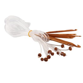 Tunisian Crochet Hook Set, Crochet Hook, Tunisian Crochet Hook, Hook Set with Cable, Tunisian Crochet Hook Set, Epilator, 12 Pieces, Carbonised Bamboo, Afghan, Carpet