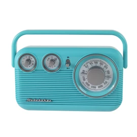 Studebaker SB2003 Retro Portable AM FM Radio | Built in Speaker | AC Powered/Battery | Aux-in Cable (Bundle) (Turquoise)