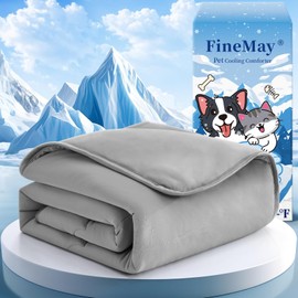 Cooling Blanket for Dogs, Lightweight & Durable Dog Cooling Mat, Q-MAX>0.45 Soft Breathable Pets Comforter for Couch, Bed & Car Essential - Light Grey 40x50 Inches