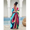 IMAGEKOPE Moroccan Print V-Neck Batwing Kaftan Women's Plus Size Loose