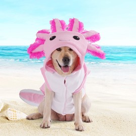 FLAdorepet - Disfraz de Axolotl para perro, disfraz de animales de Halloween para perros medianos y grandes, pijama con capucha de invierno para cachorros, ropa divertida para bulldog de gran danés