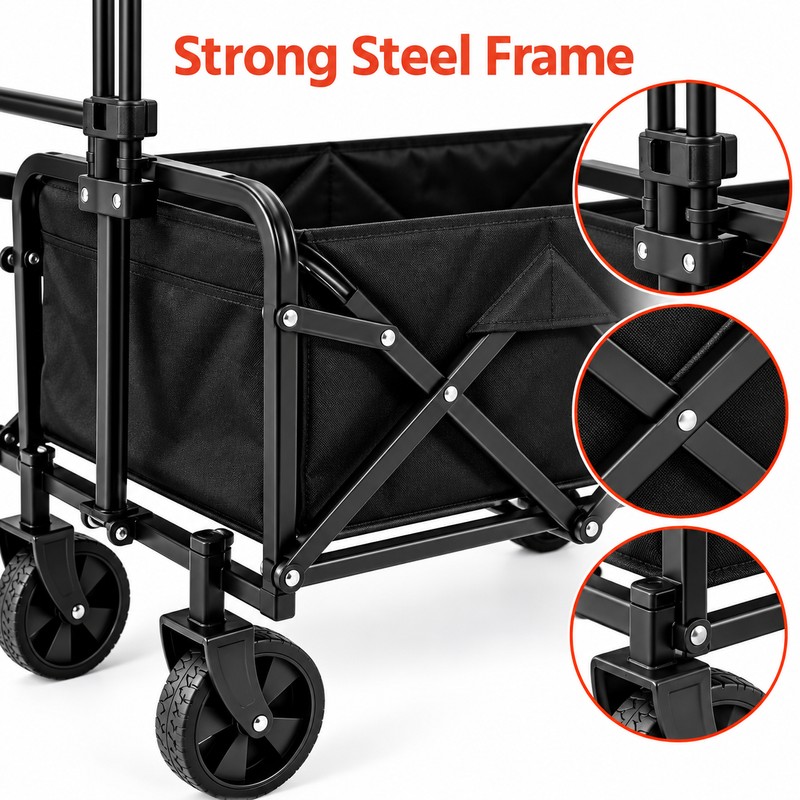 Heavy Duty Foldable Wagon Cart with All-Terrain Wheels – Collapsible