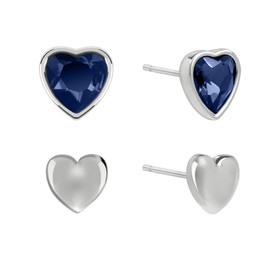 Radley Silver Plated Blue Heart Stone Set Twin Pack Stud Earrings