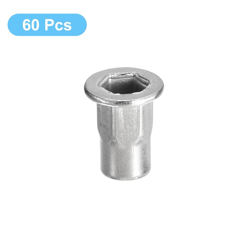 sourcing map M4 60pcs Half Hex Body Rivet Nuts 304